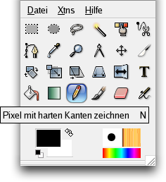 Der Bleistift im Werkzeugfenster